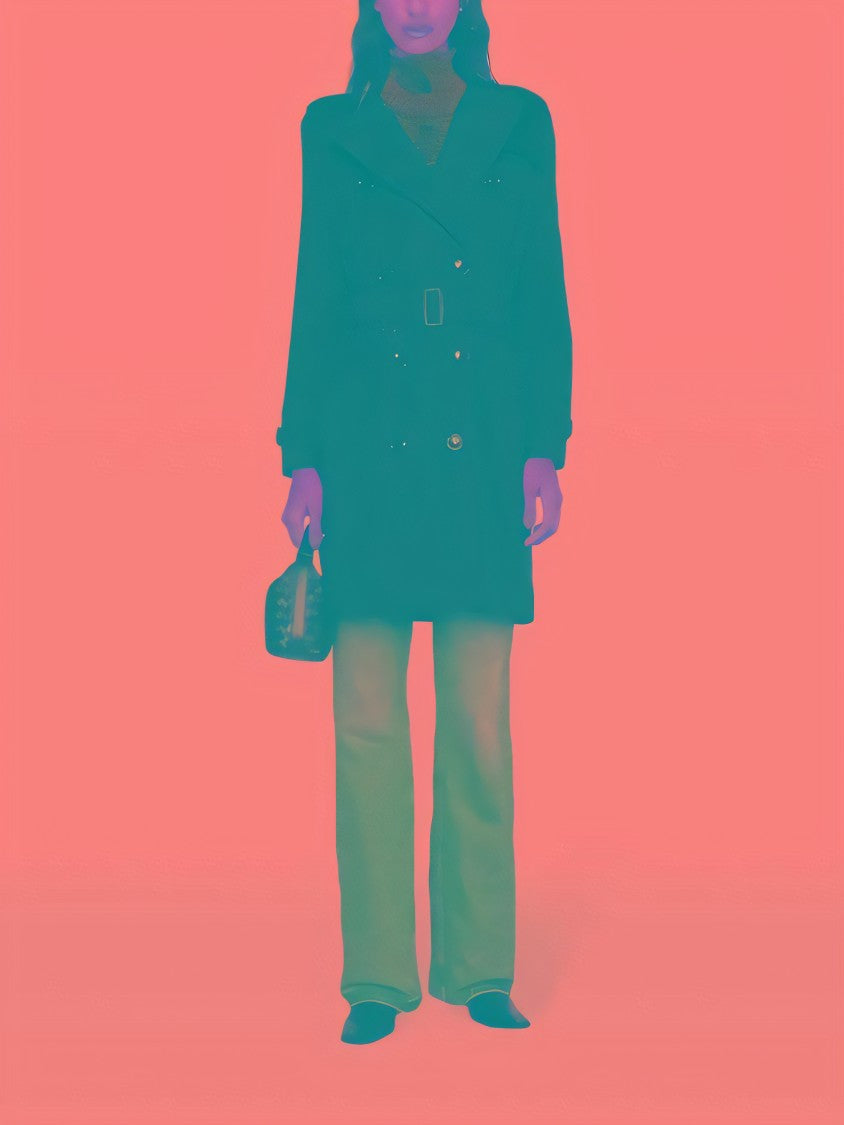 Double-Breasted Cotton Trench Coat with Belted Waist