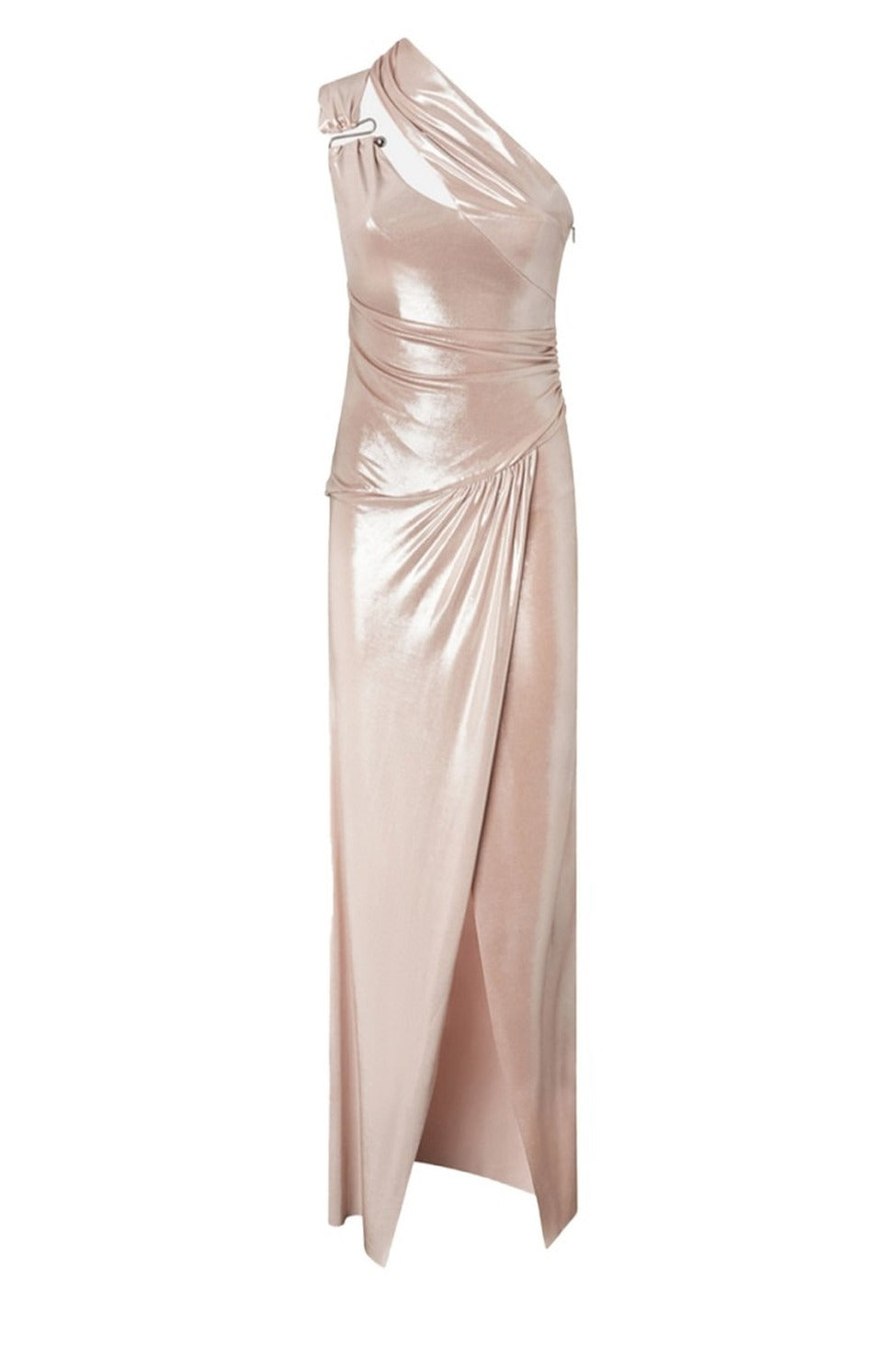 One-Shoulder Draped Dress With Side Slit
