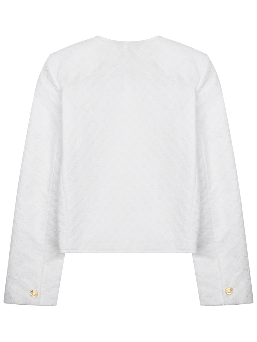 Cropped Quilted Jacket With Gold-Tone Button Closure