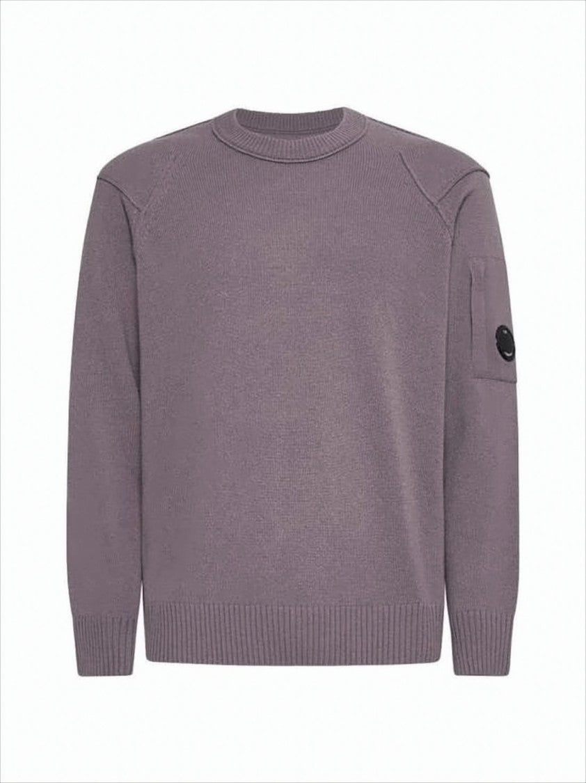 Relaxed Fit Purple Knit Sweater With Distinctive Patch