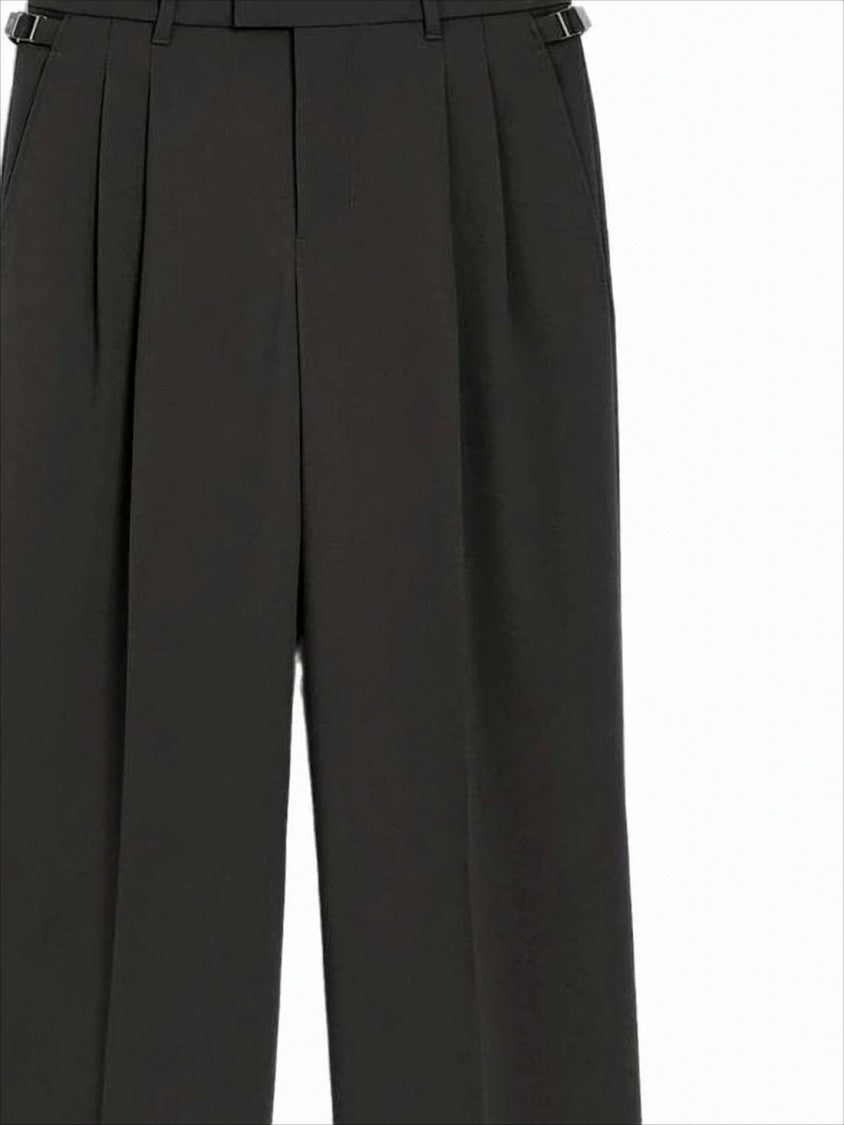 Tailored Black Straight-Leg Pants with Front Pleats