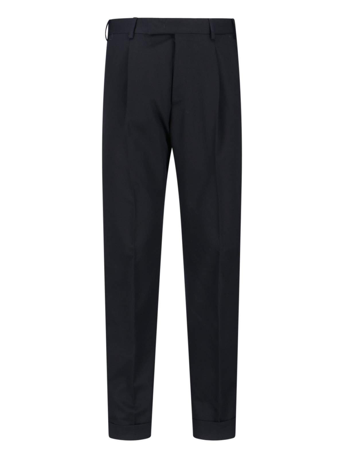 Mid-Rise Virgin Wool Trousers with Cuffed Hem