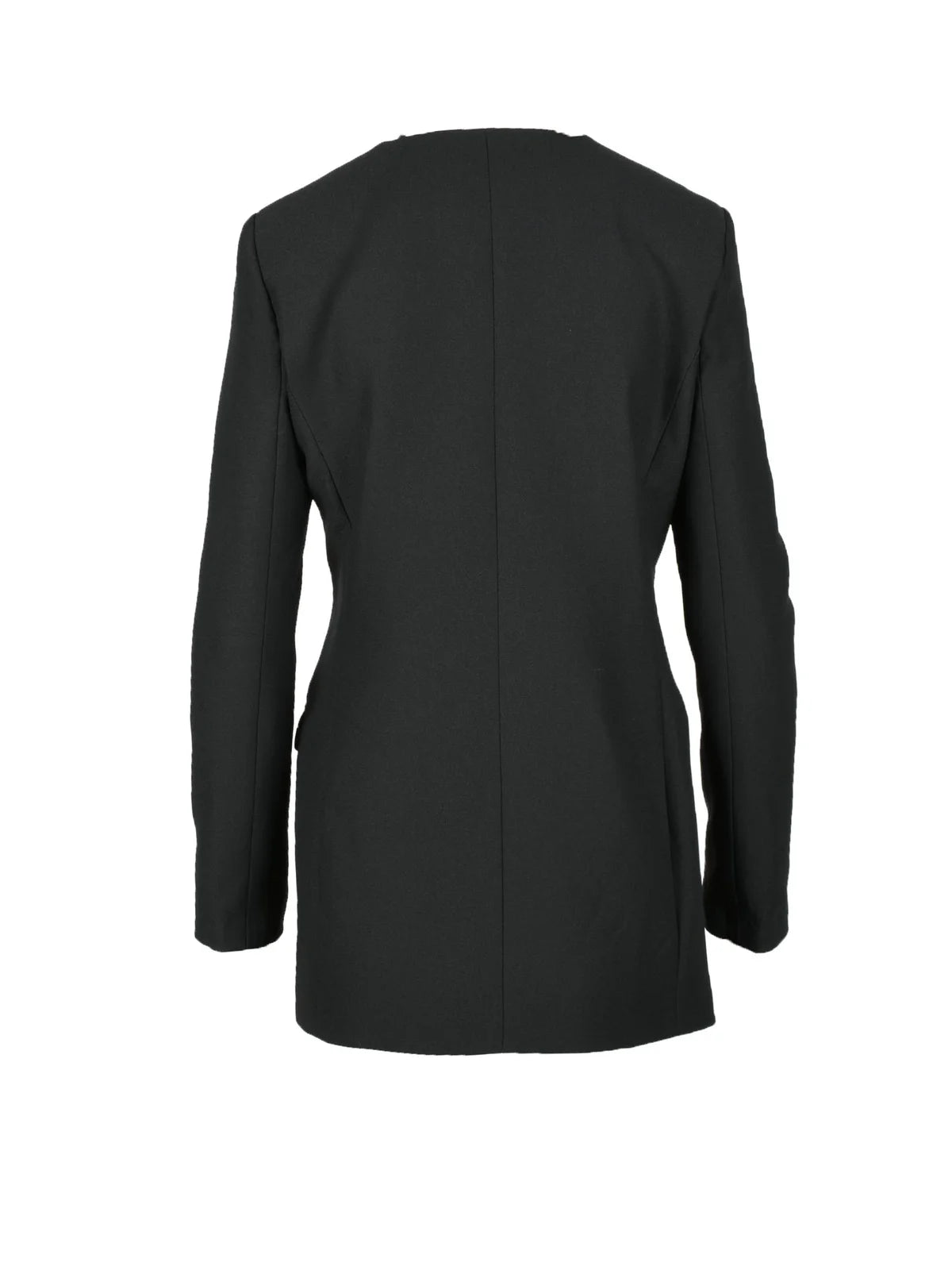 Black Polyester Double-Breasted Jacket