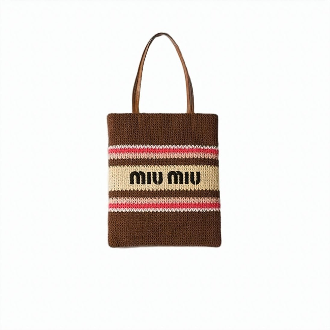 Rectangular Knitted Shoulder Bag with Striped Design