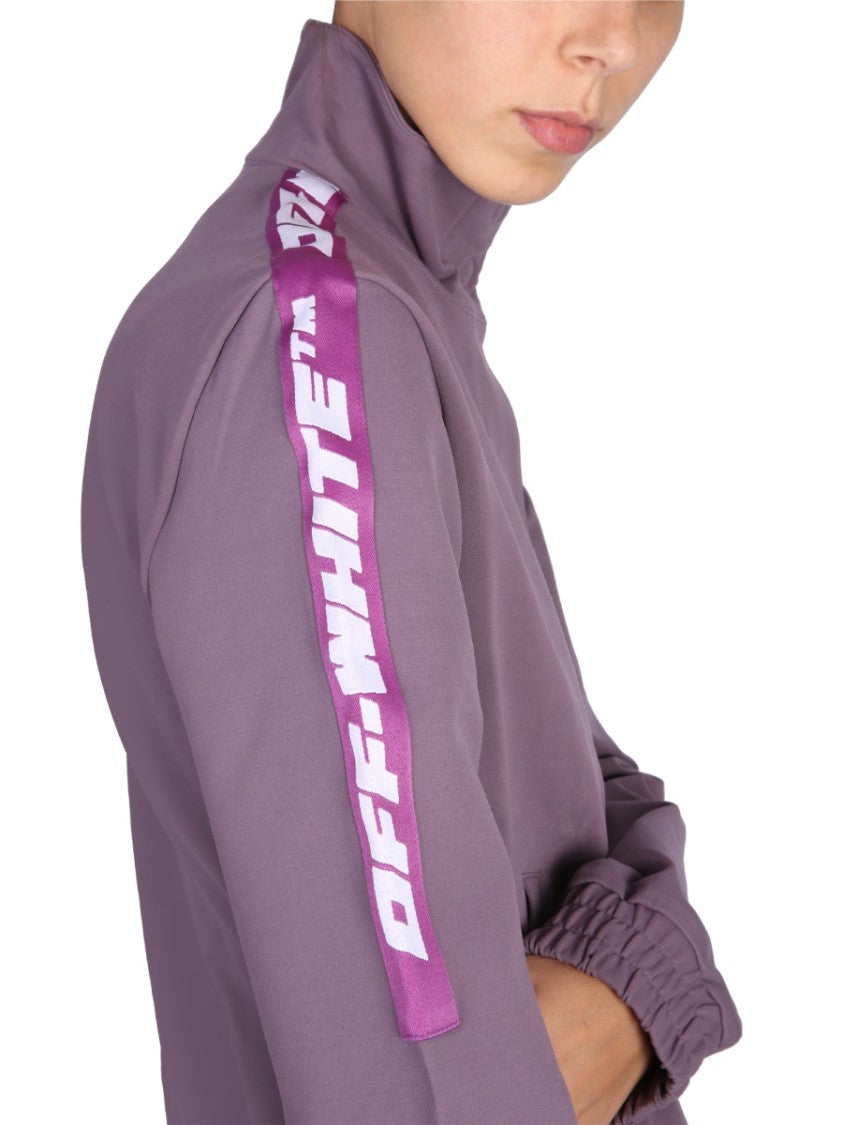 High Collar Sweatshirt With Logo Bands