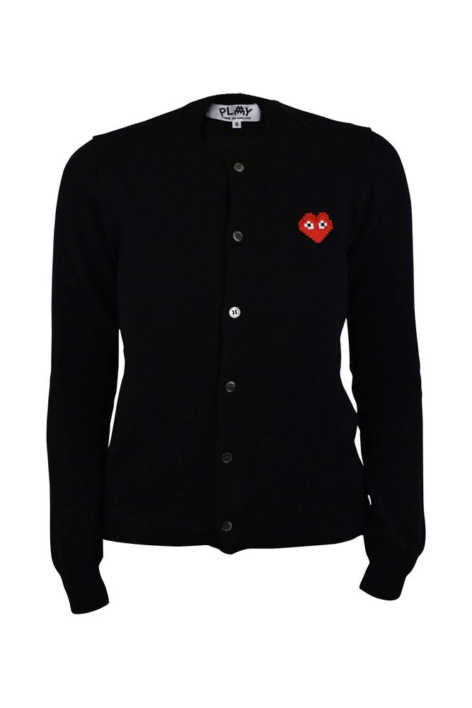 Button-Front Black Wool Vest With Heart Emblem