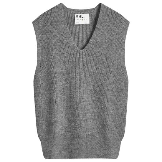 V-Neck Sleeveless Knit Vest With Ribbed Texture