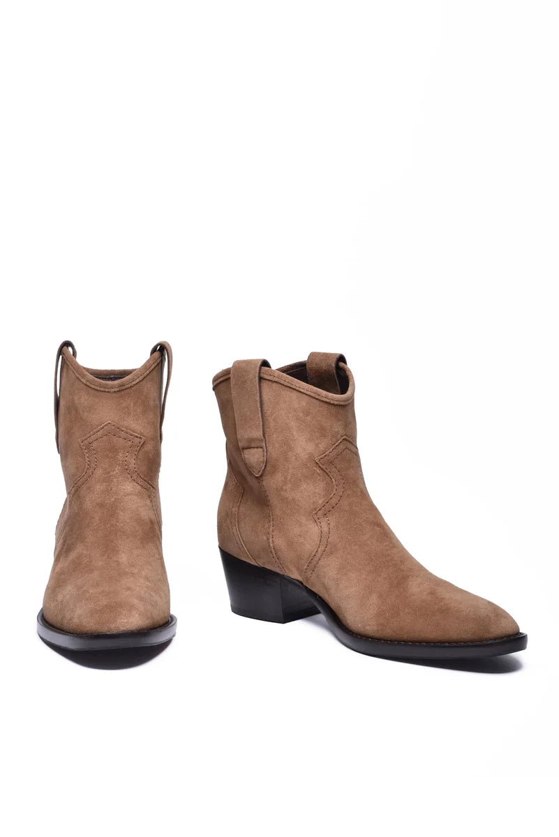 Suede Texan Ankle Boot - Brown