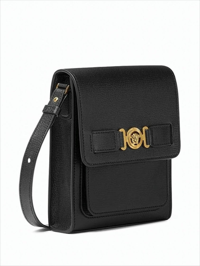 Structured Textured Leather Crossbody Bag