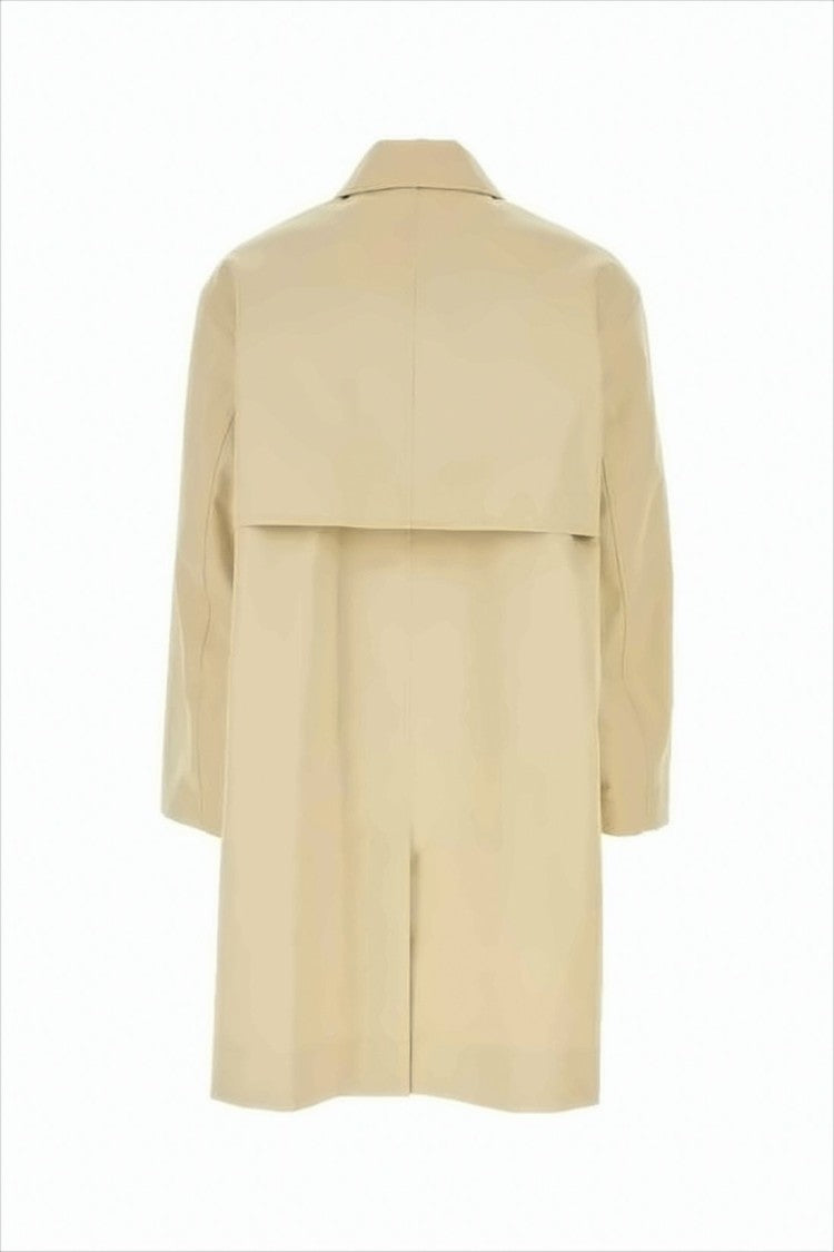Beige Short-Sleeve Coat with Classic Collar