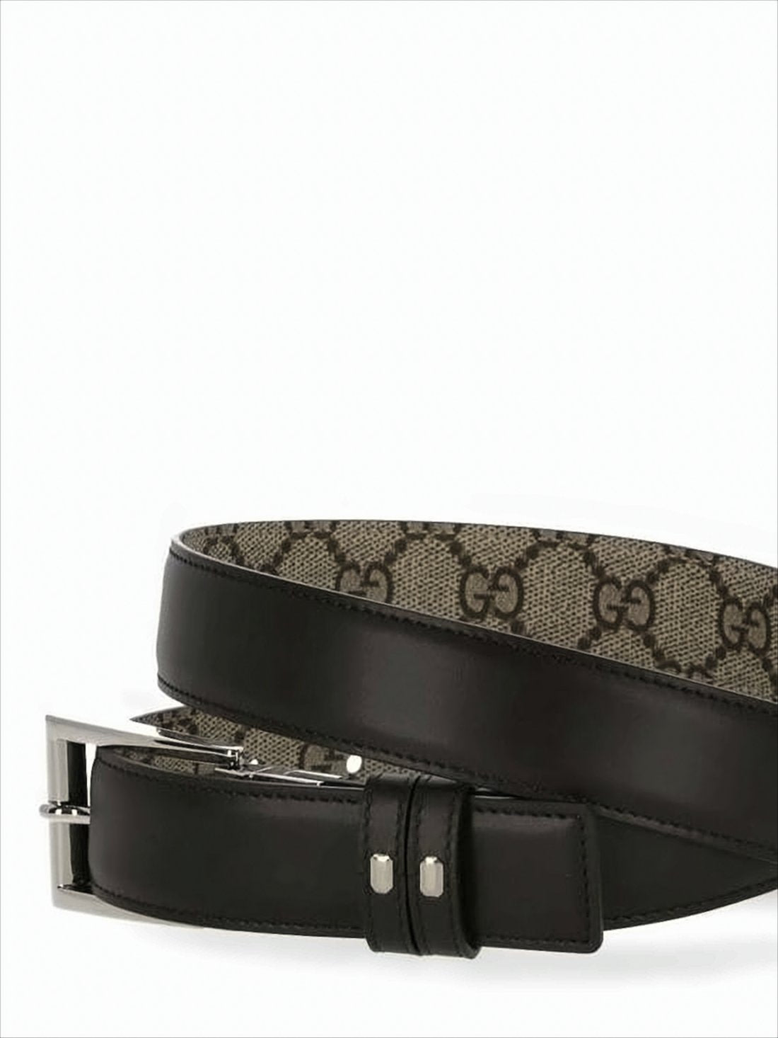 Classic Black Leather and Canvas Belt