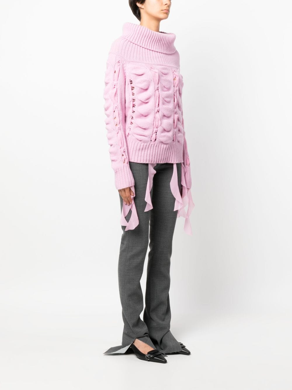Light Pink Wool Roll-Neck Jumper