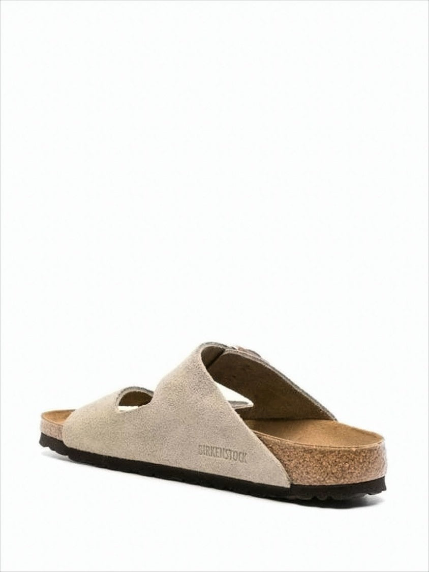 Suede Two-Strap Sandals with Adjustable Buckles