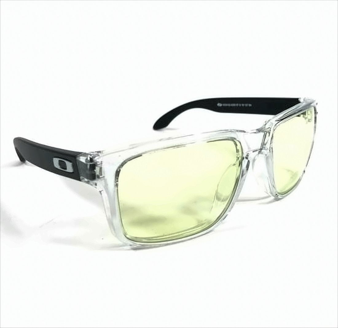 Transparent Frame Sunglasses with Yellow Tint and Silver Detailing