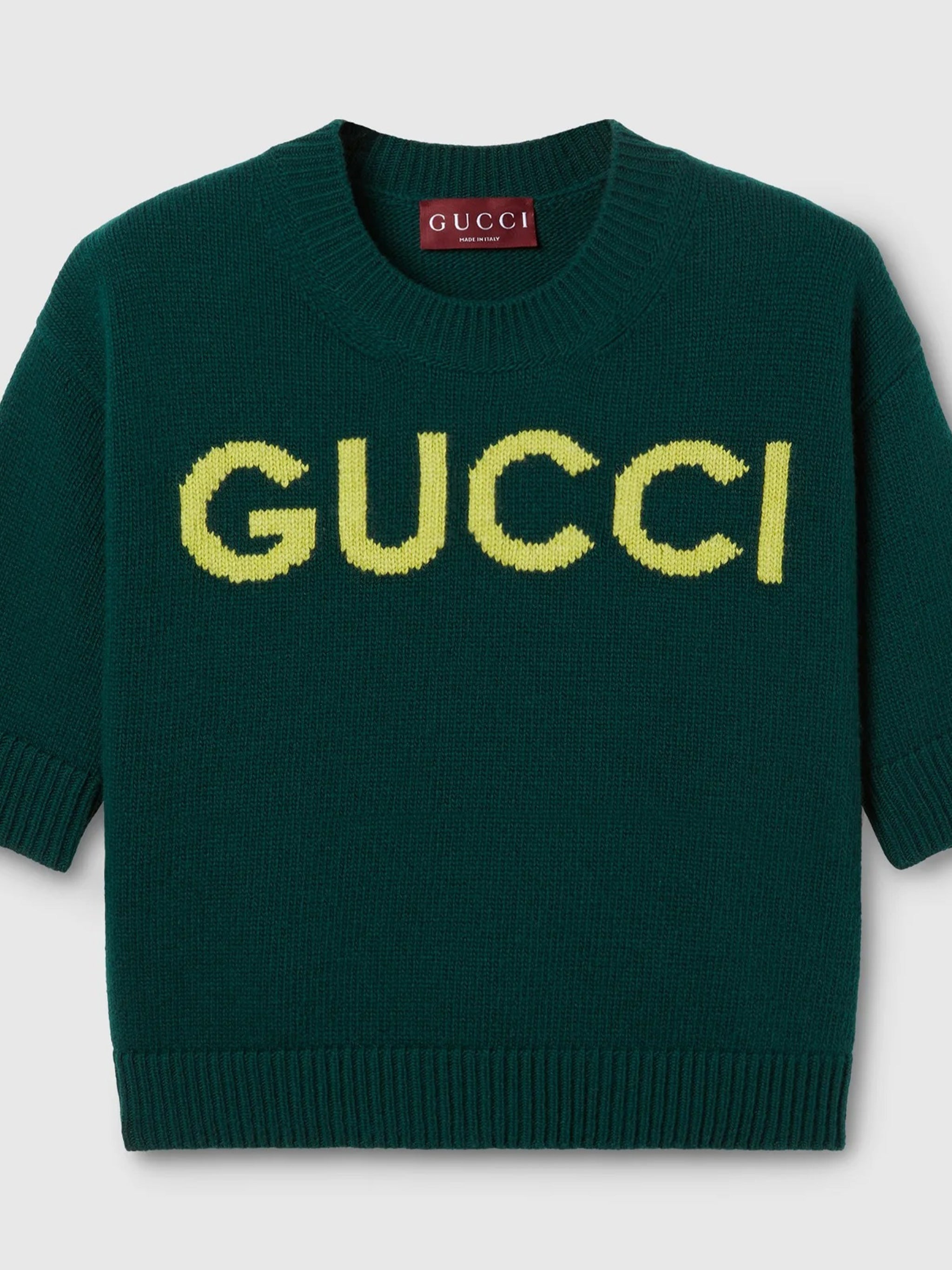 Green Cropped Logo Knit Top