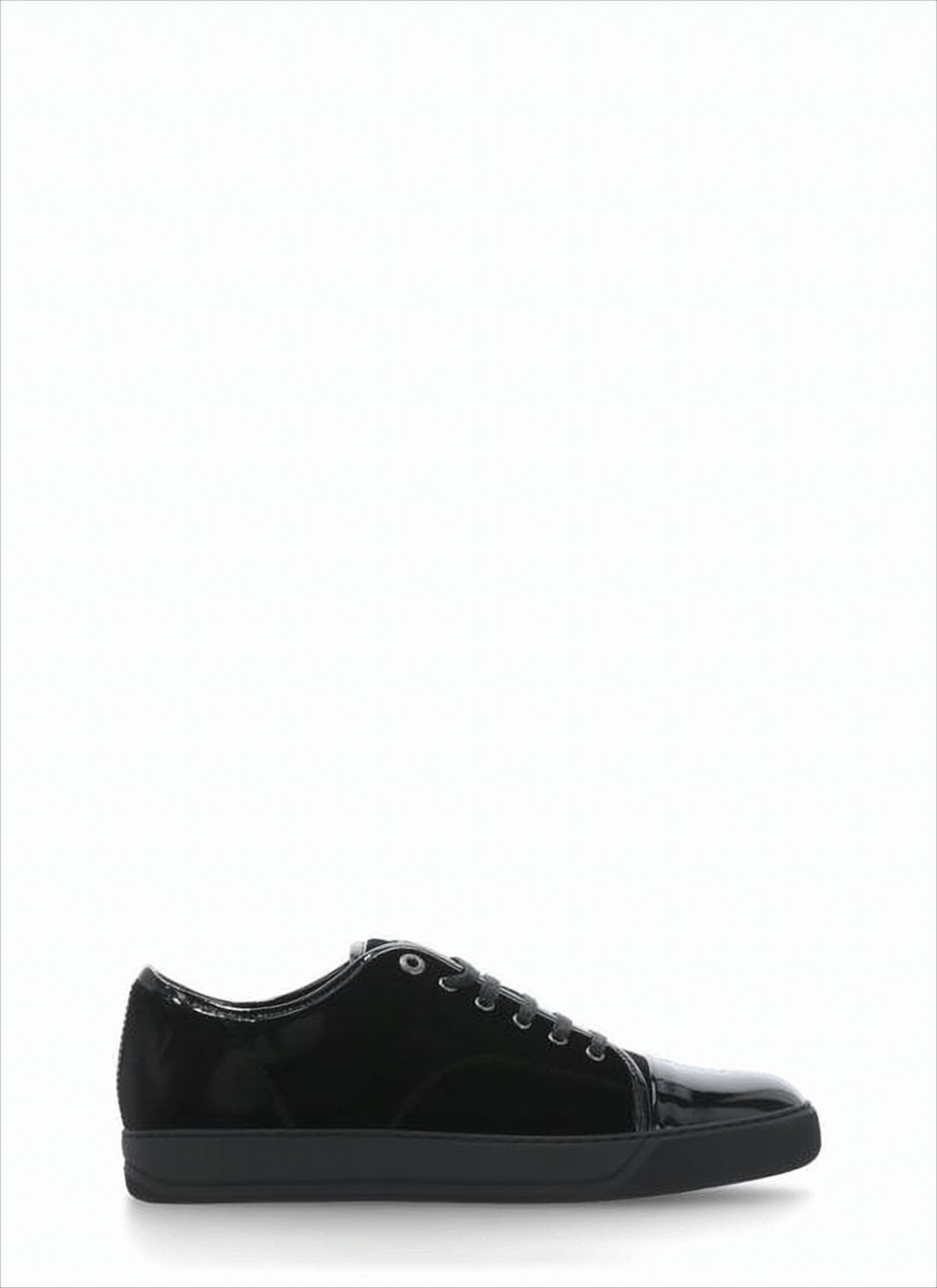 Lace-Up Black Sneakers with Patent Leather Accents
