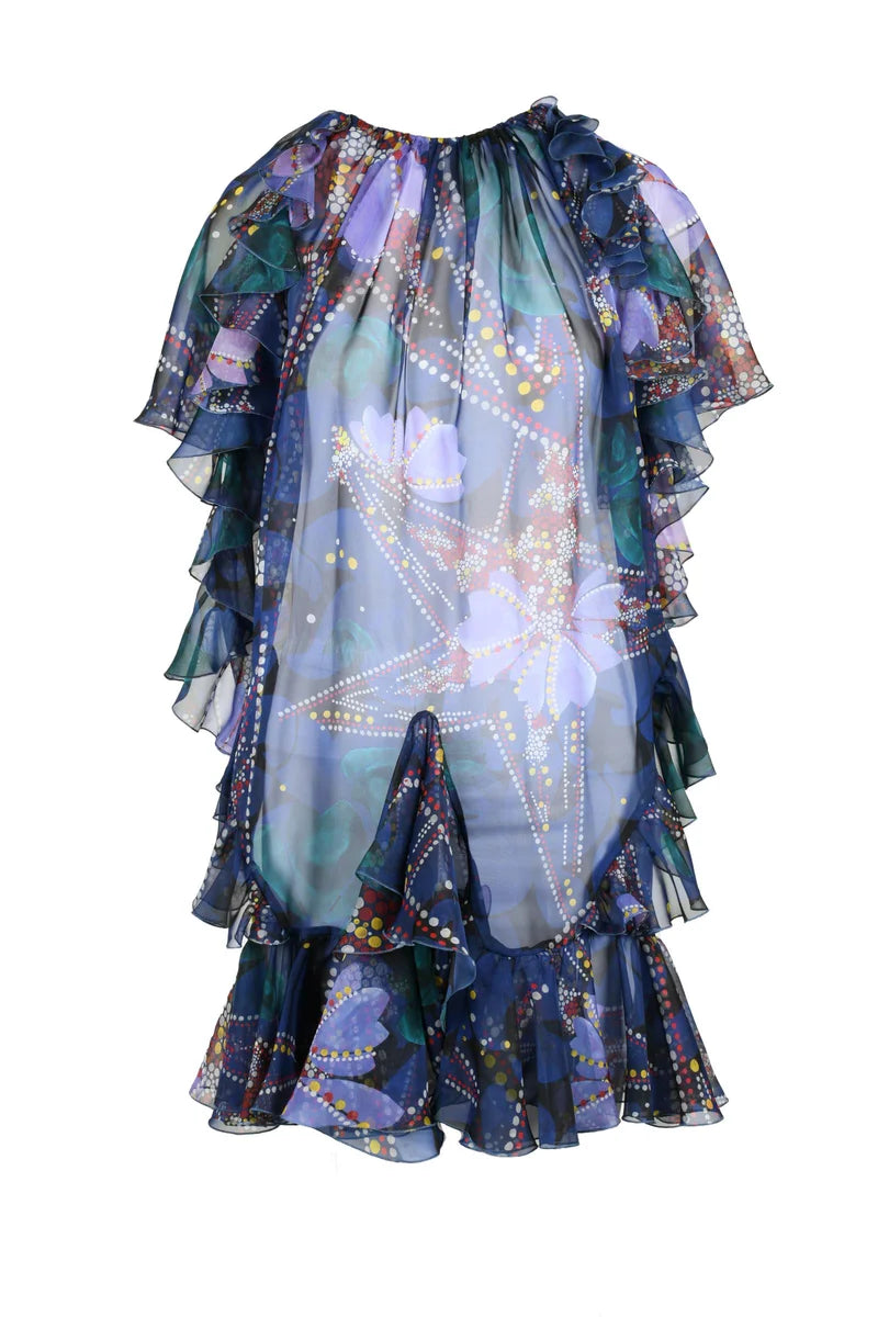 Polyester Voile Dress with Slip - Purple