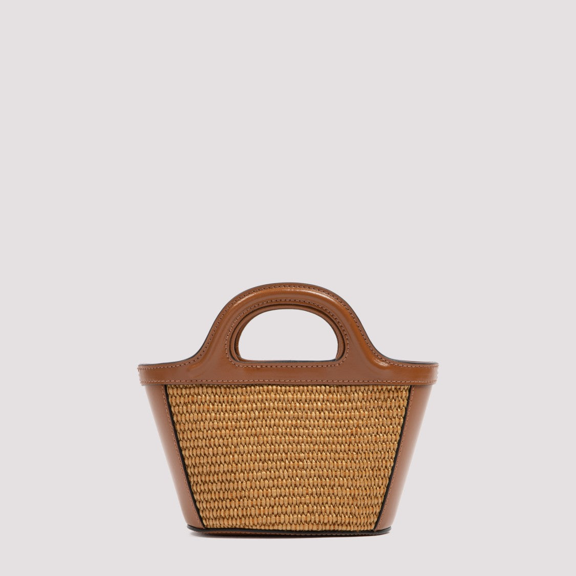 Brown Logo-embroidered Straw Handbag