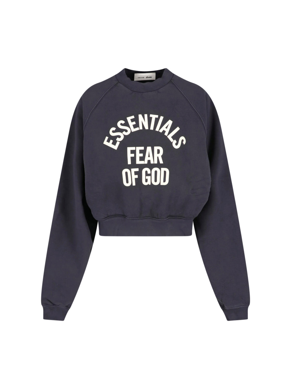 Black Cropped Arched Logo Raglan Sweatshirt