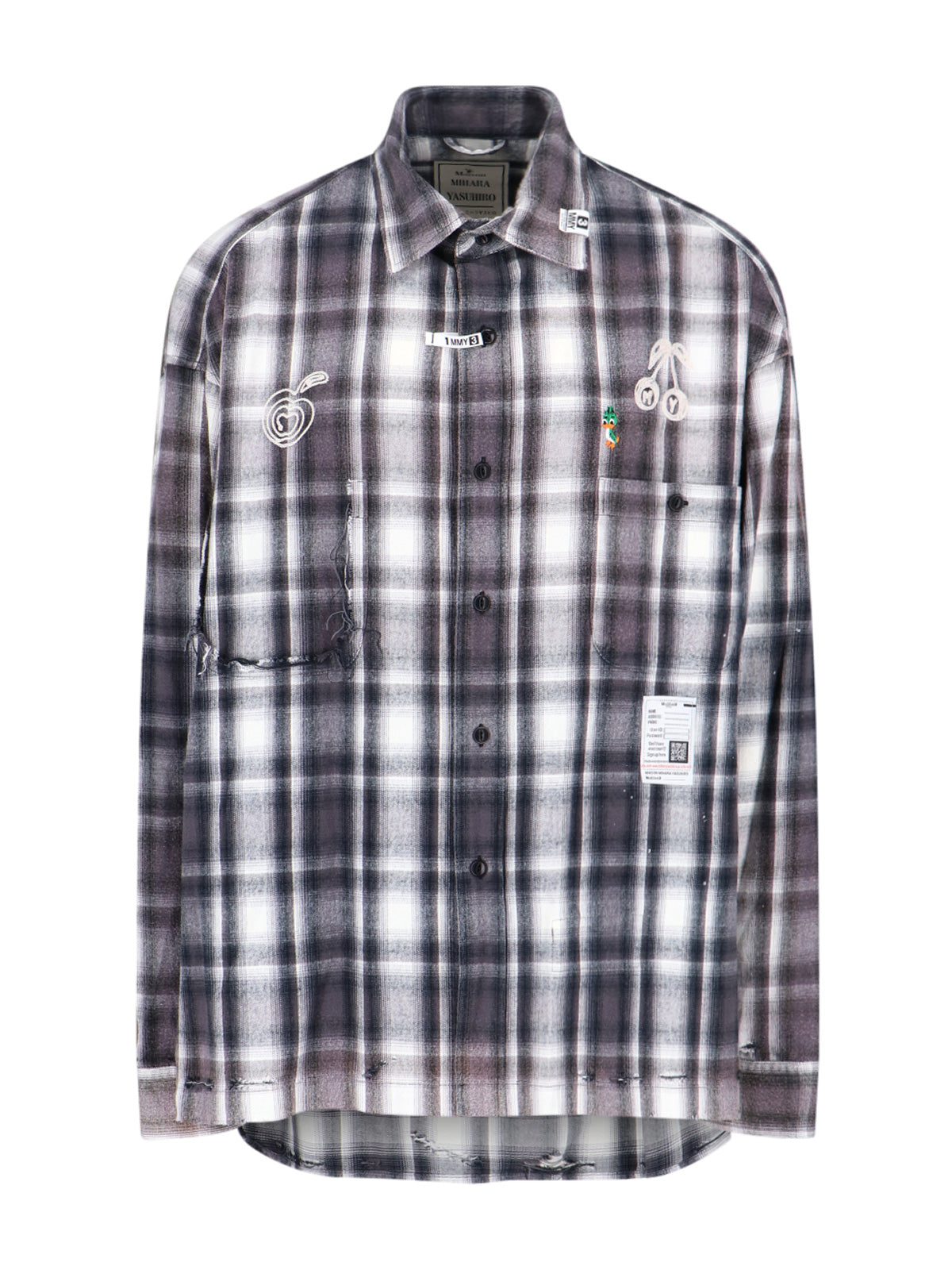 Vintage Check Cotton Shirt with Multicolor Embroidery