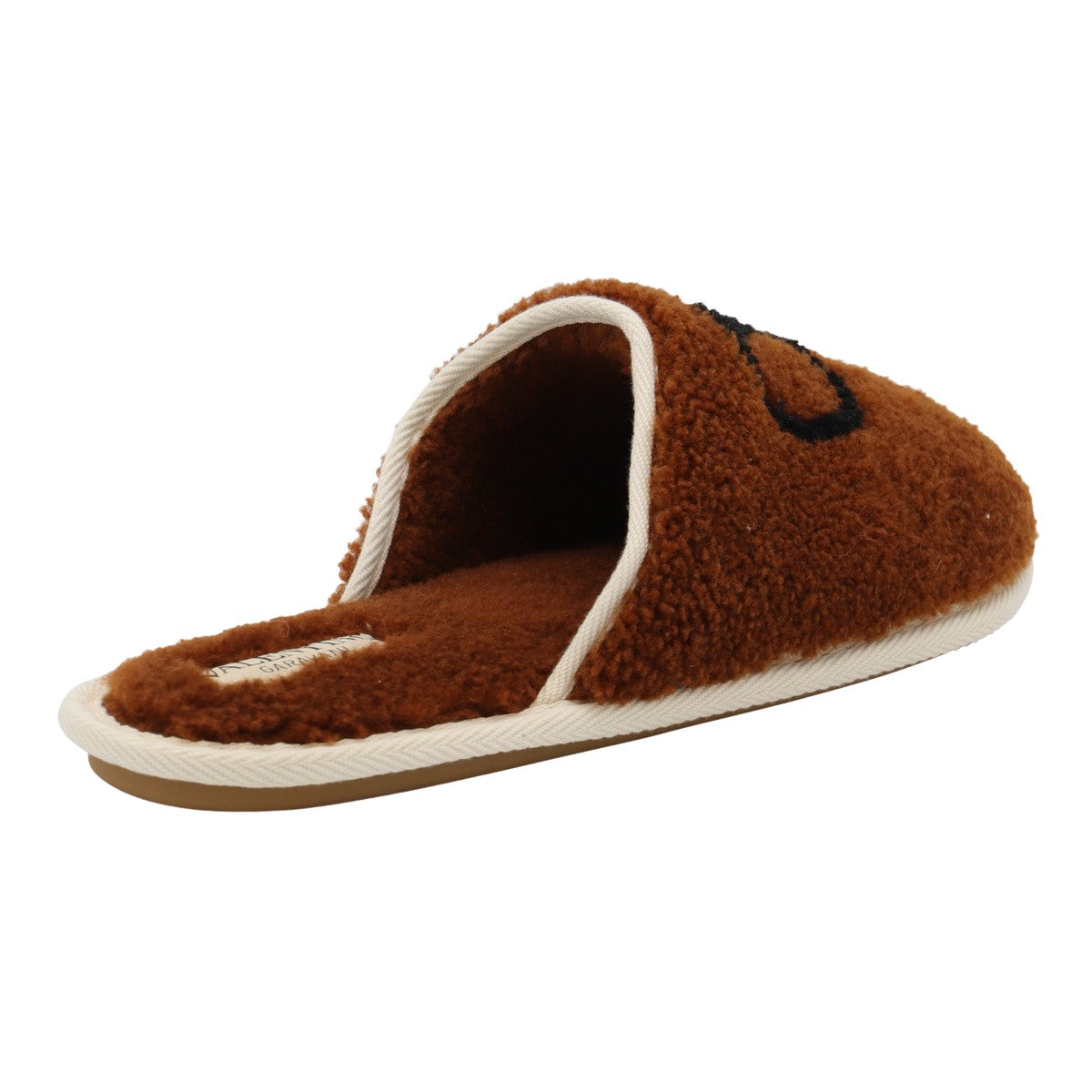 Plush Brown Loafers with Black Logo Detail