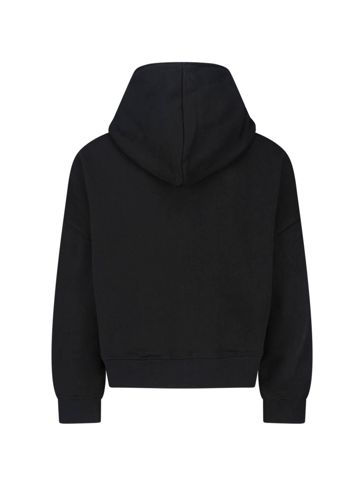 Black Cropped Structured Cotton Hoodie