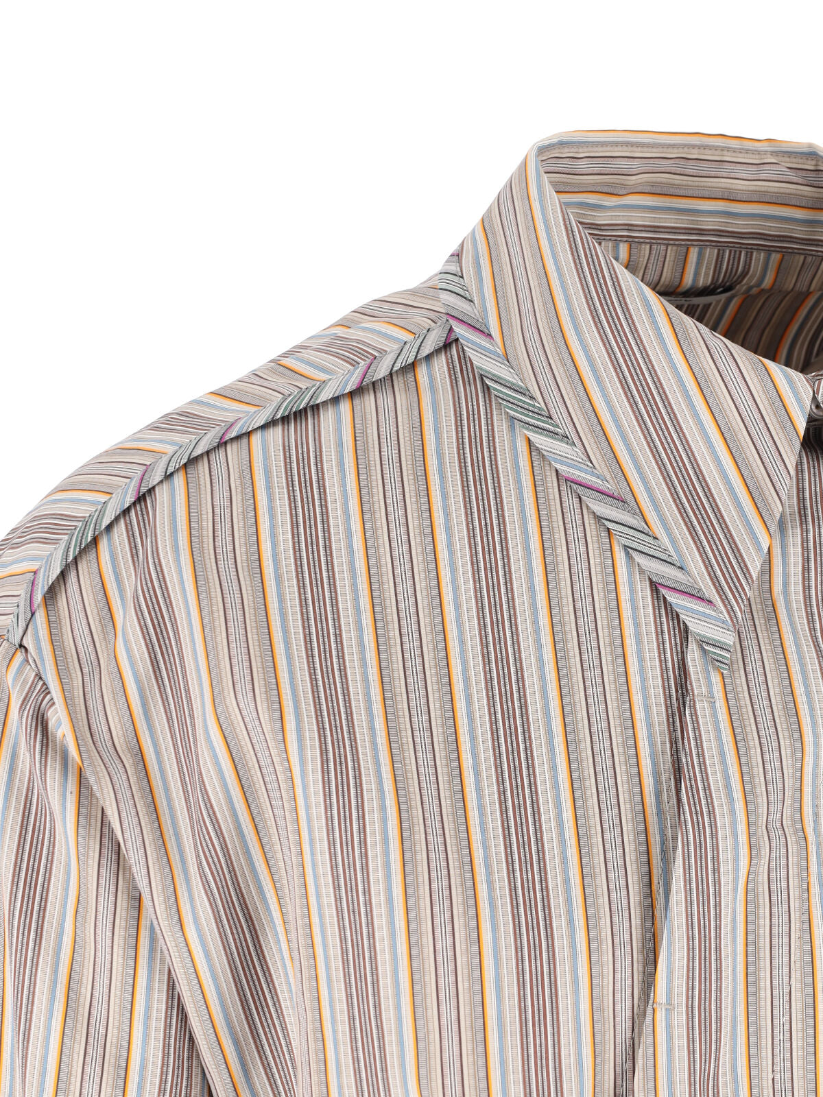 Beige Striped Diagonal Zip Shirt