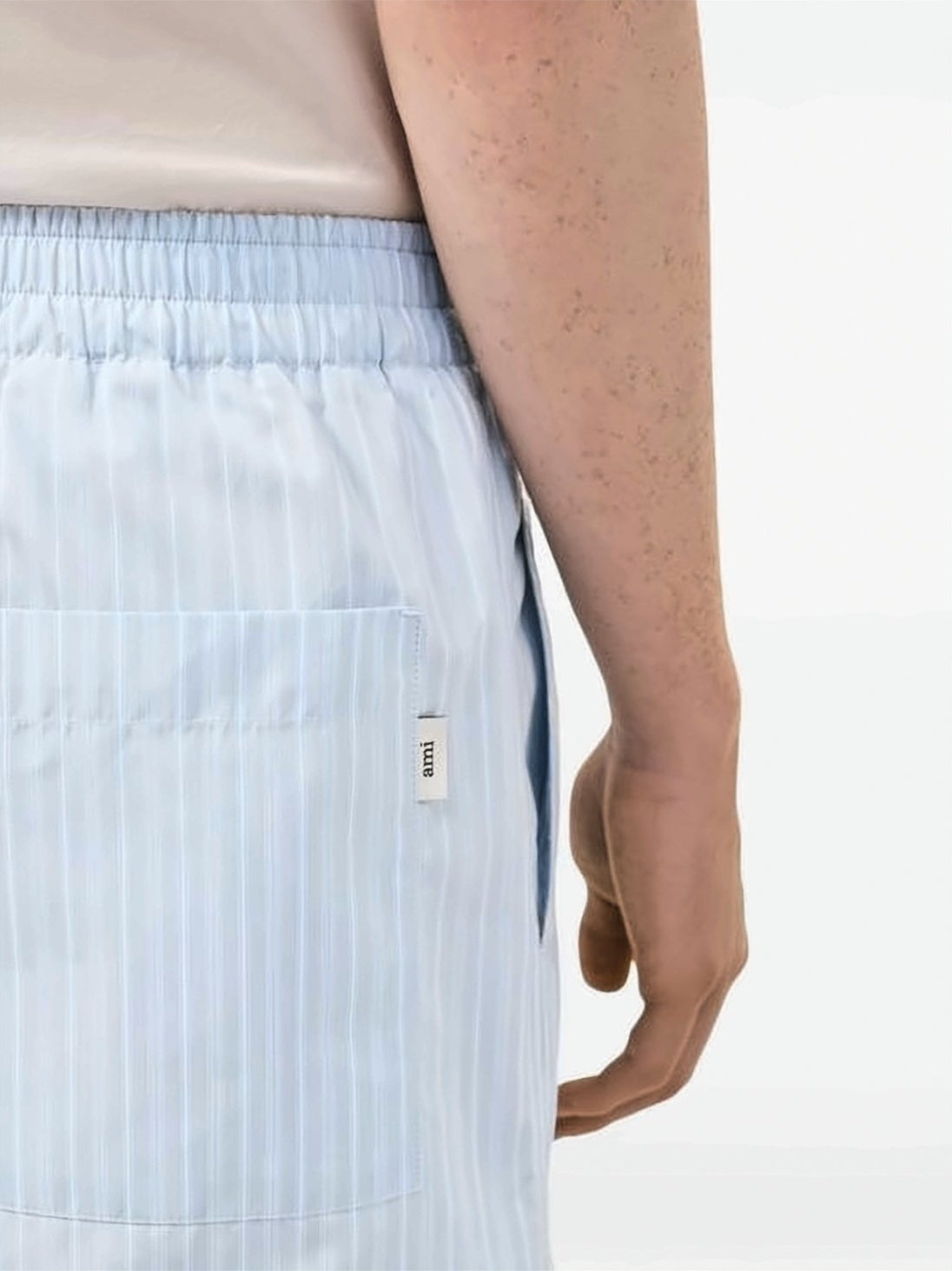 Light Blue And White Vertical Stripe Shorts