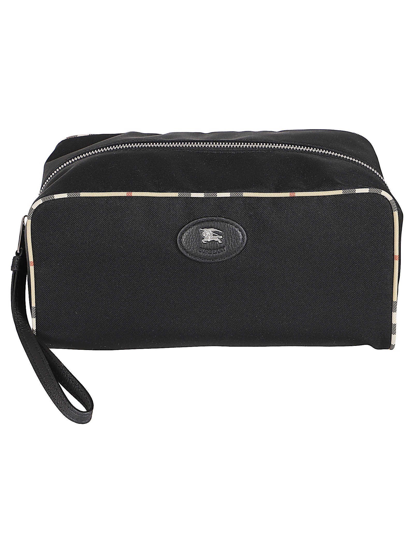 Rectangular Black Polyester Bag with Plaid Trim