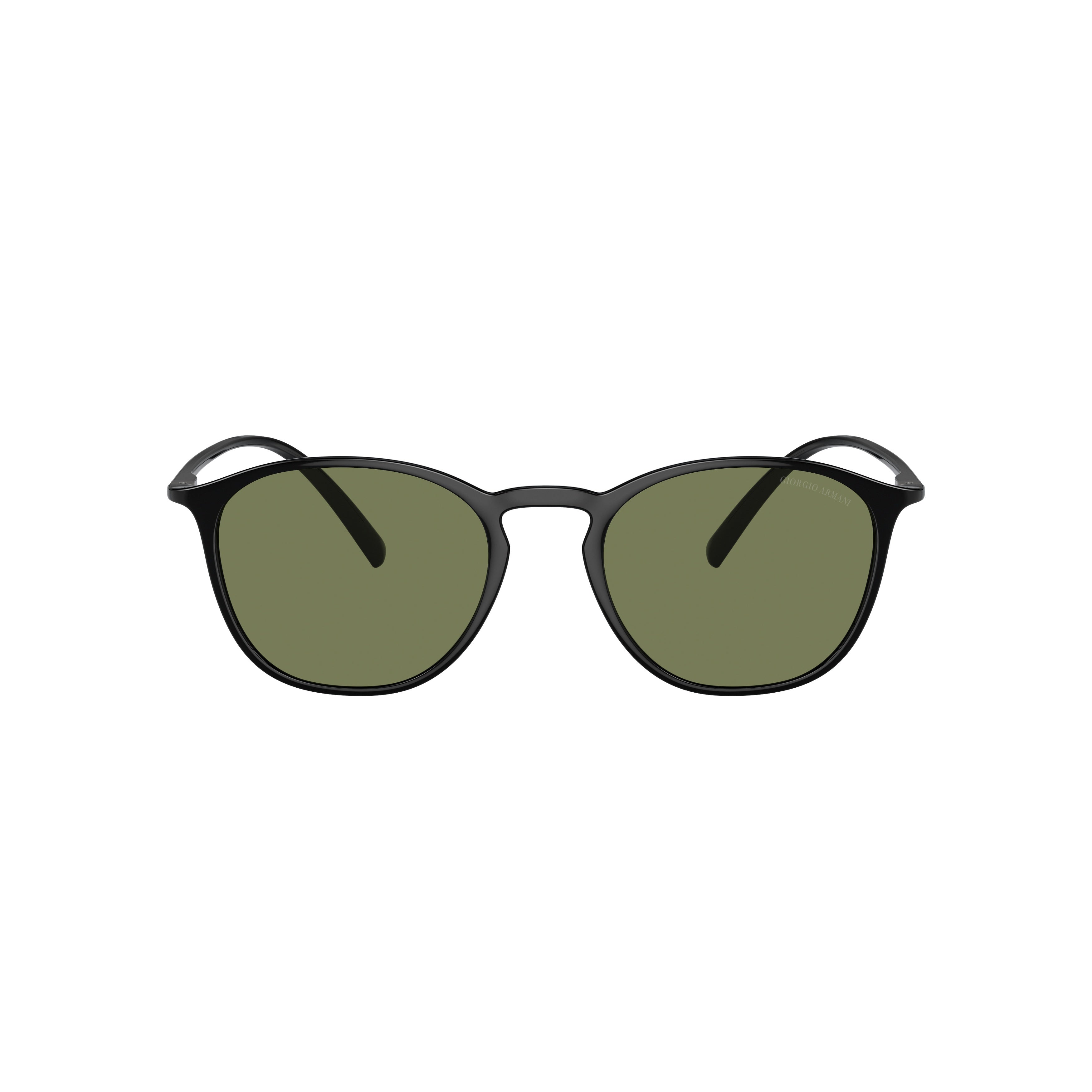 0ar8186u Rounded Square Black Nylon Sunglasses with Olive Green Lenses