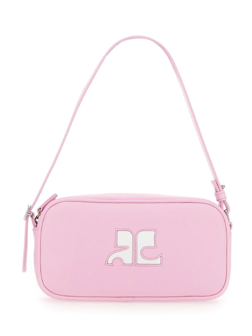Rectangular Cowhide Leather Shoulder Bag With Adjustable Strap