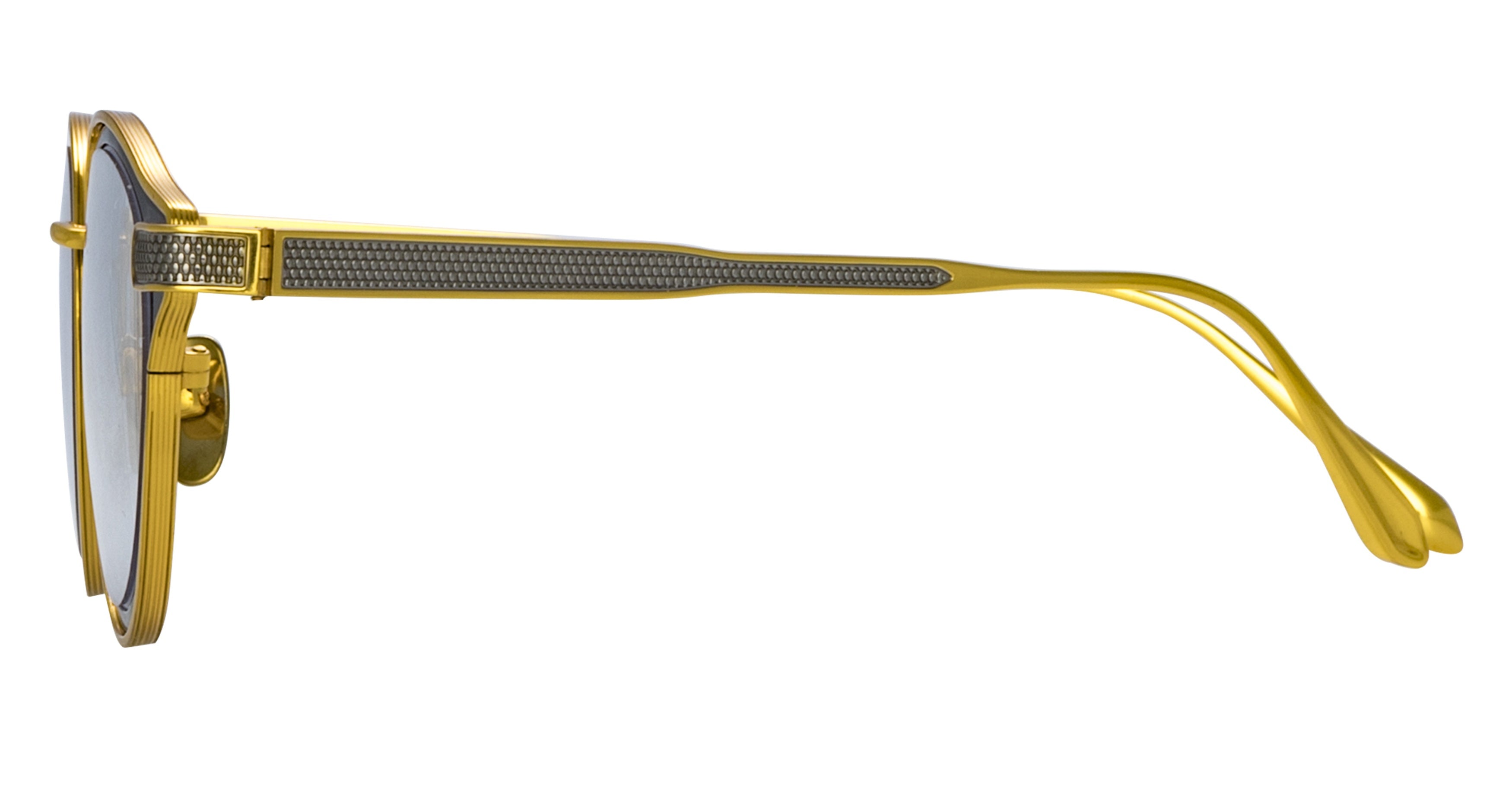 Lfl Round Titanium Eyeglasses with Textured Gold Temples