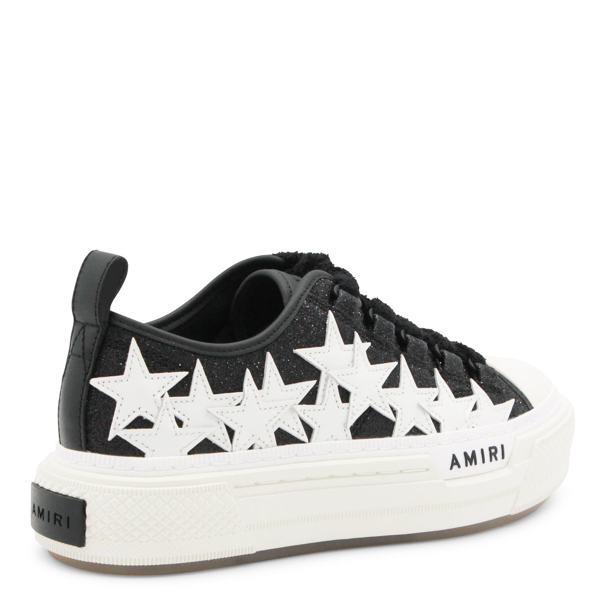 Black Leather Stars Court Sneakers