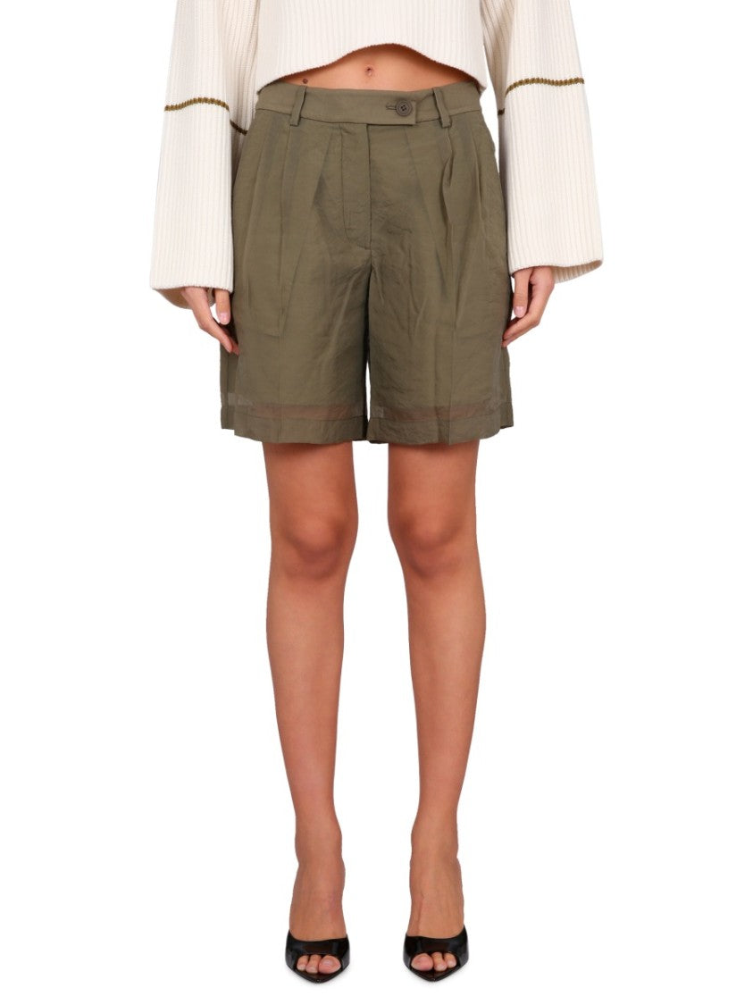 Tailored Shorts With Transparent Hem