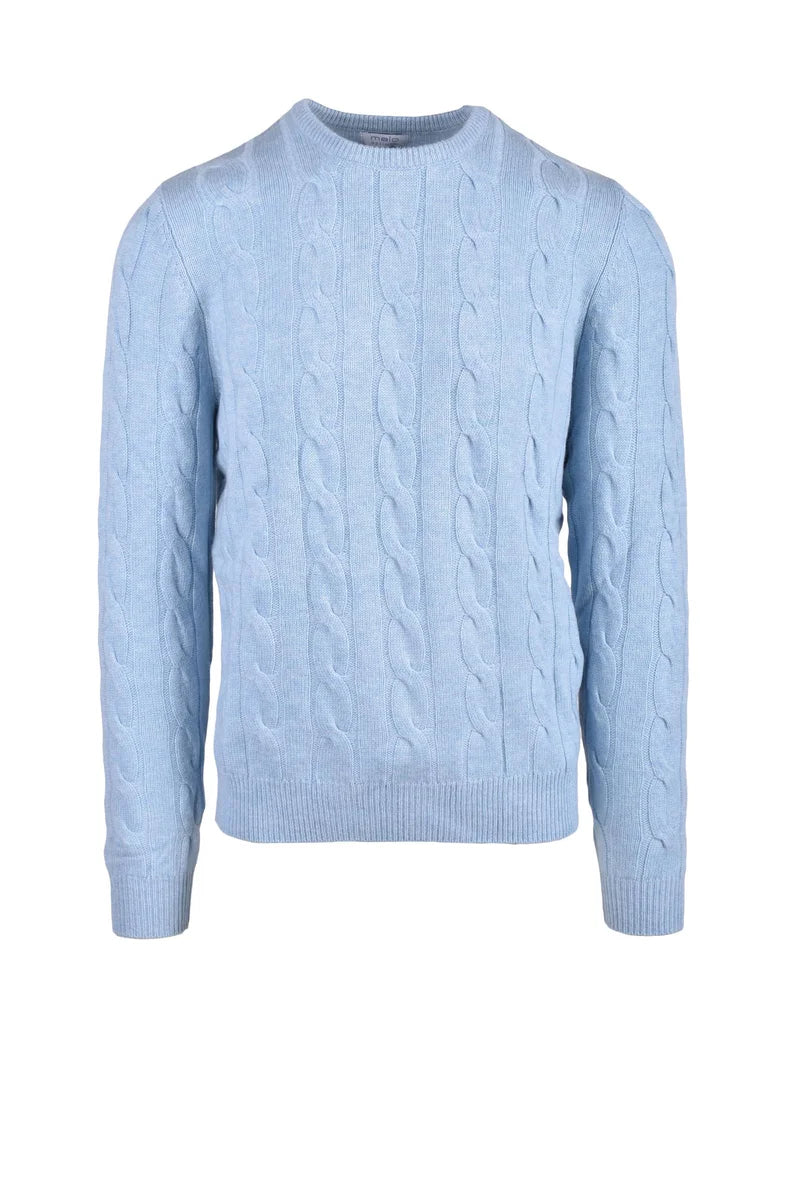 Light Blue Cable Knit Pullover Sweater