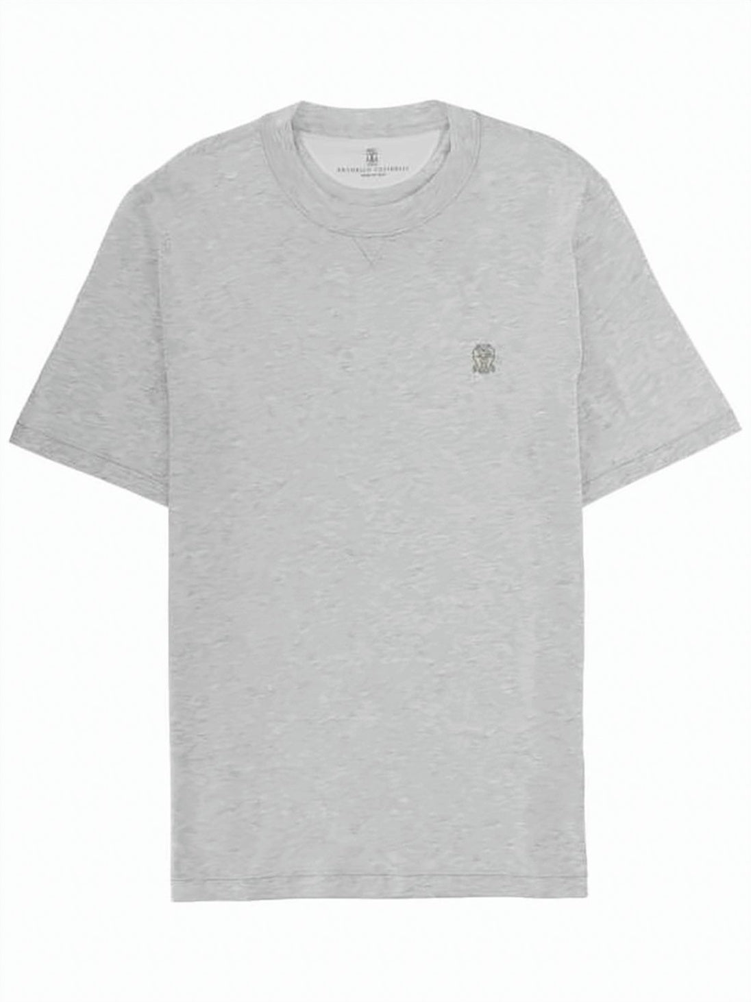 Short-Sleeved Cotton T-Shirt with Subtle Embroidery
