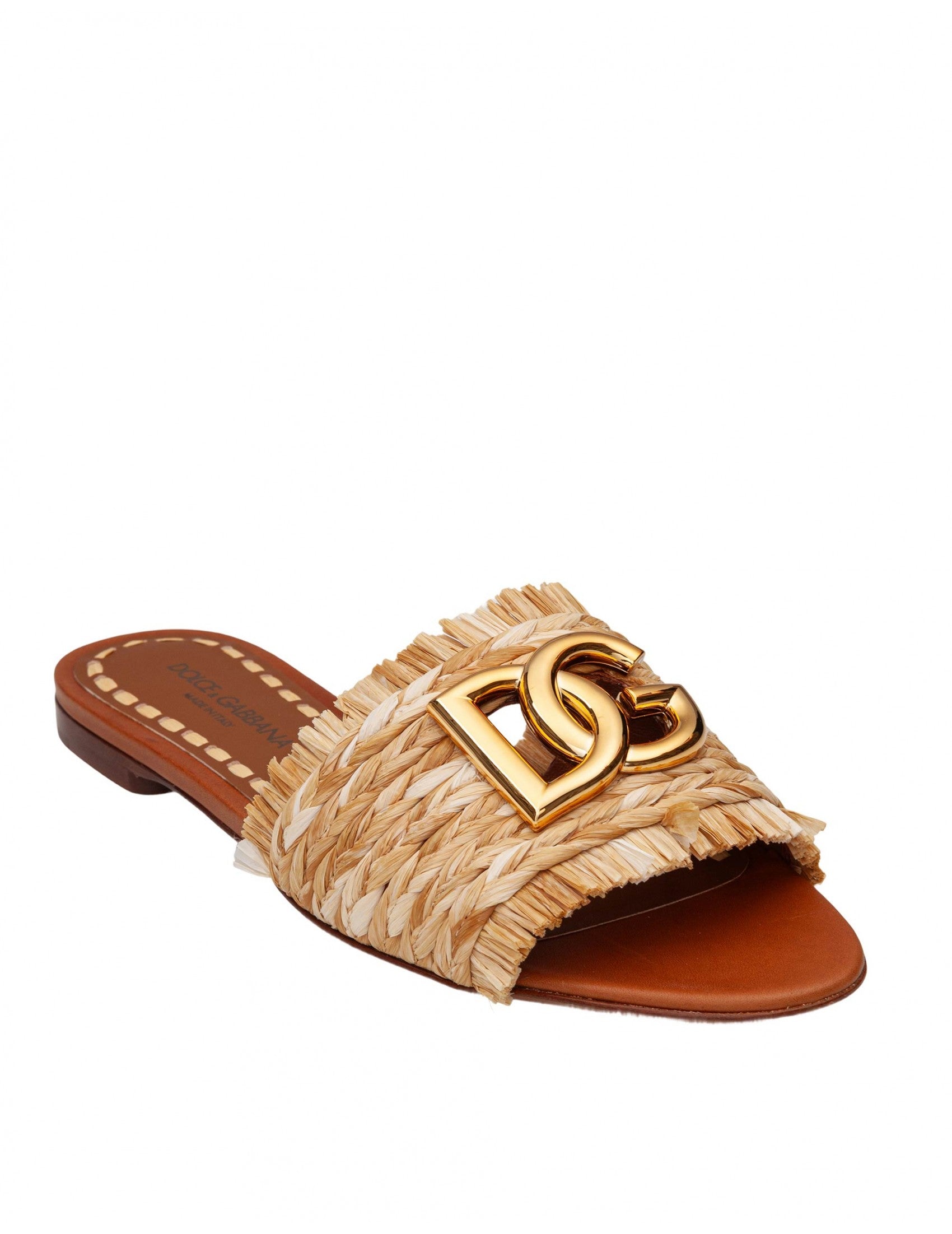 Raffia Slipper With Fringed Edges
