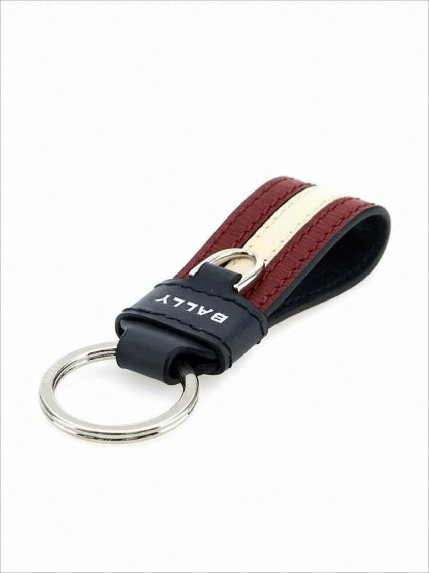 Looped Red Calf Leather Keyring