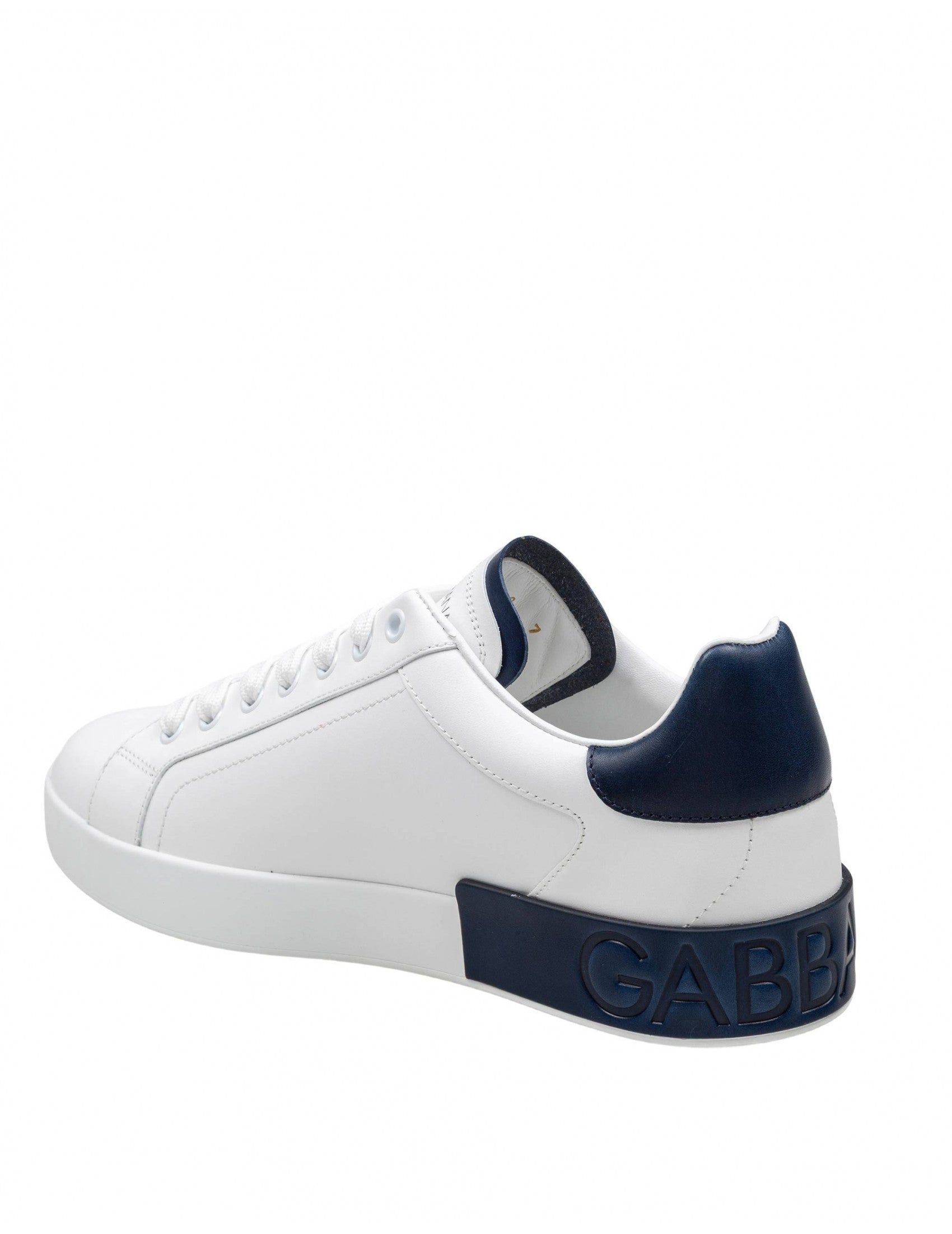 Portofino Leather Sneakers, White And Blue