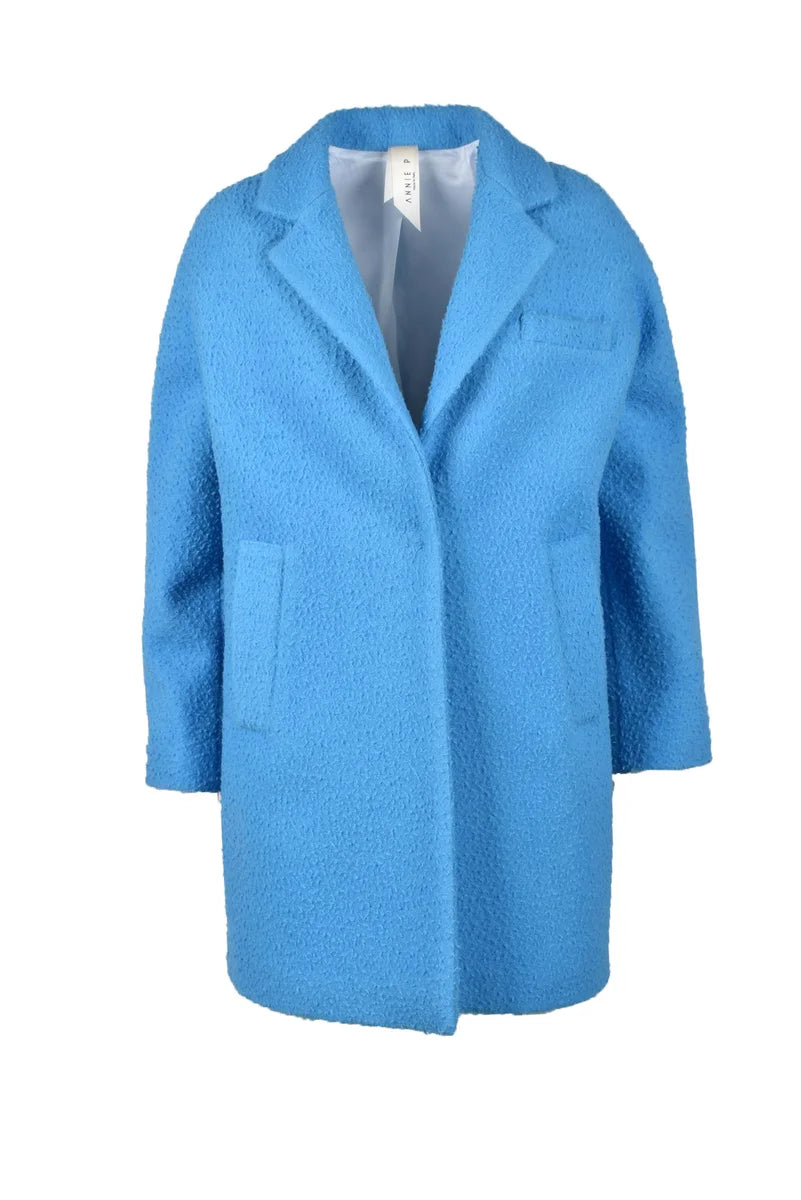 Wool Mohair Polyamide Coat - Turquoise