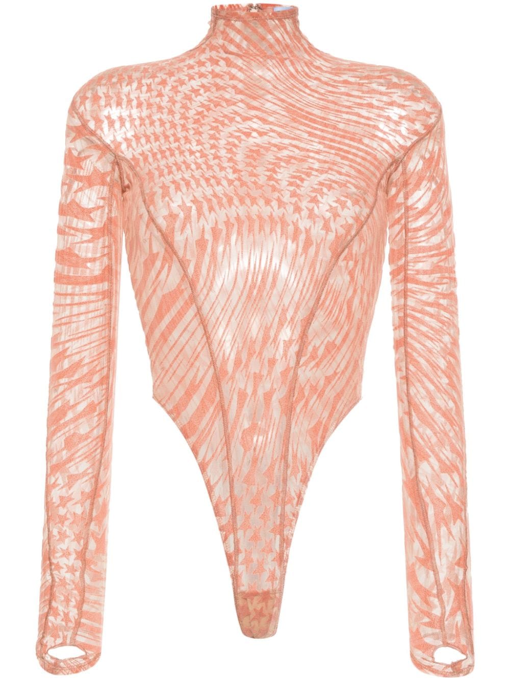 Peach Pink Stretch Mesh Top
