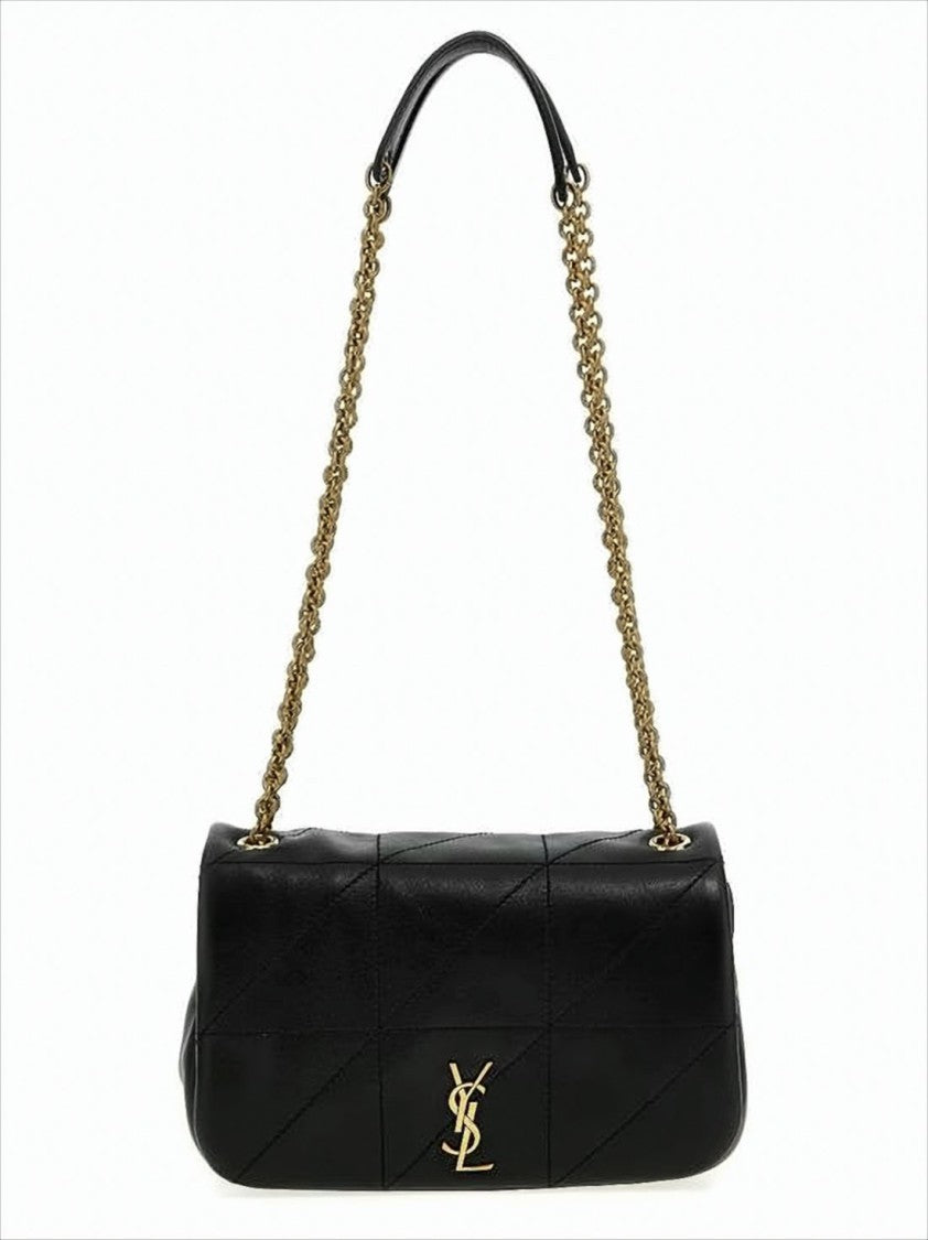Geometric Stitching Shoulder Bag with Gold Hardware