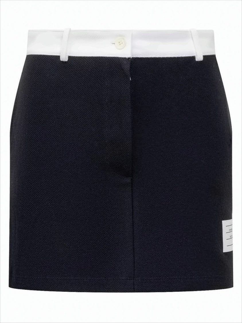 Structured Mini Skirt with Contrast Waistband and Signature Details