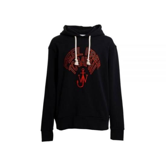 Black Hoodie With Front Graphic And Drawstring Hood