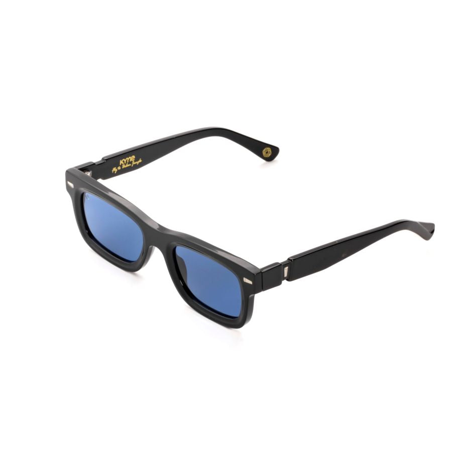 Jedi1 Bold Rectangular Frame Sunglasses with Deep Blue Lenses