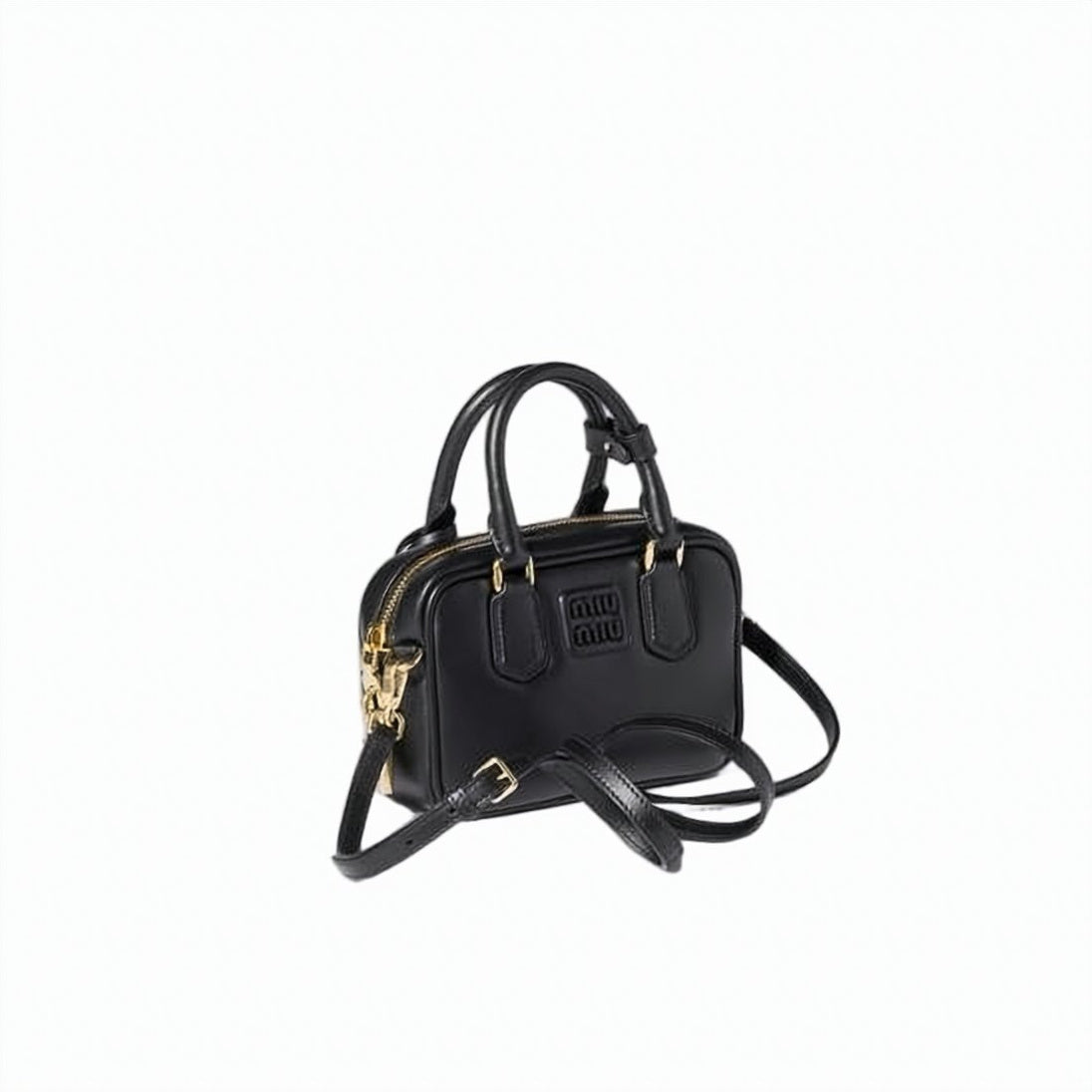 Small Structured Shoulder Bag With Embossed Logo And Gold-Tone Accents
