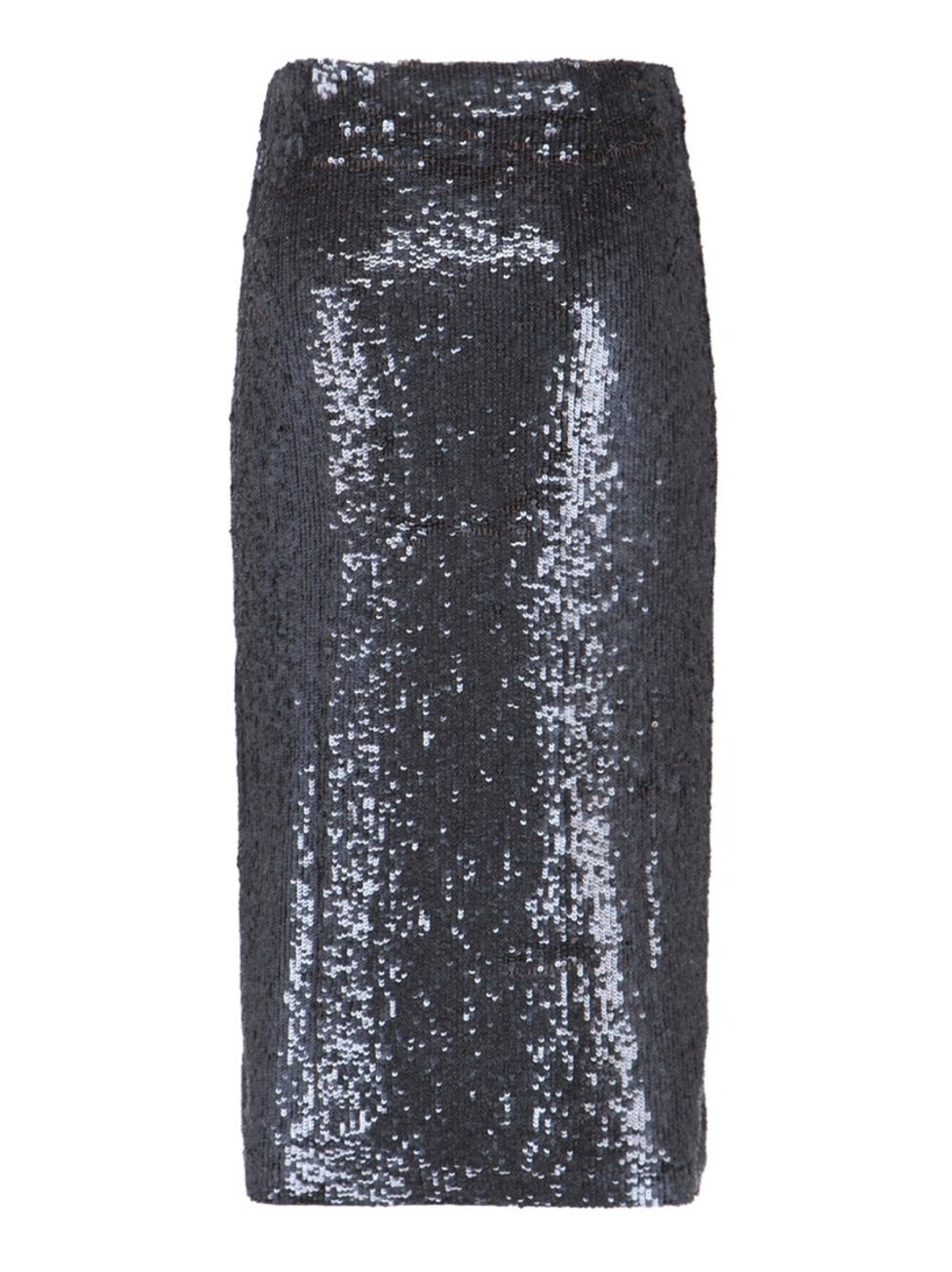 Straight Silhouette Black Sequin Midi Skirt