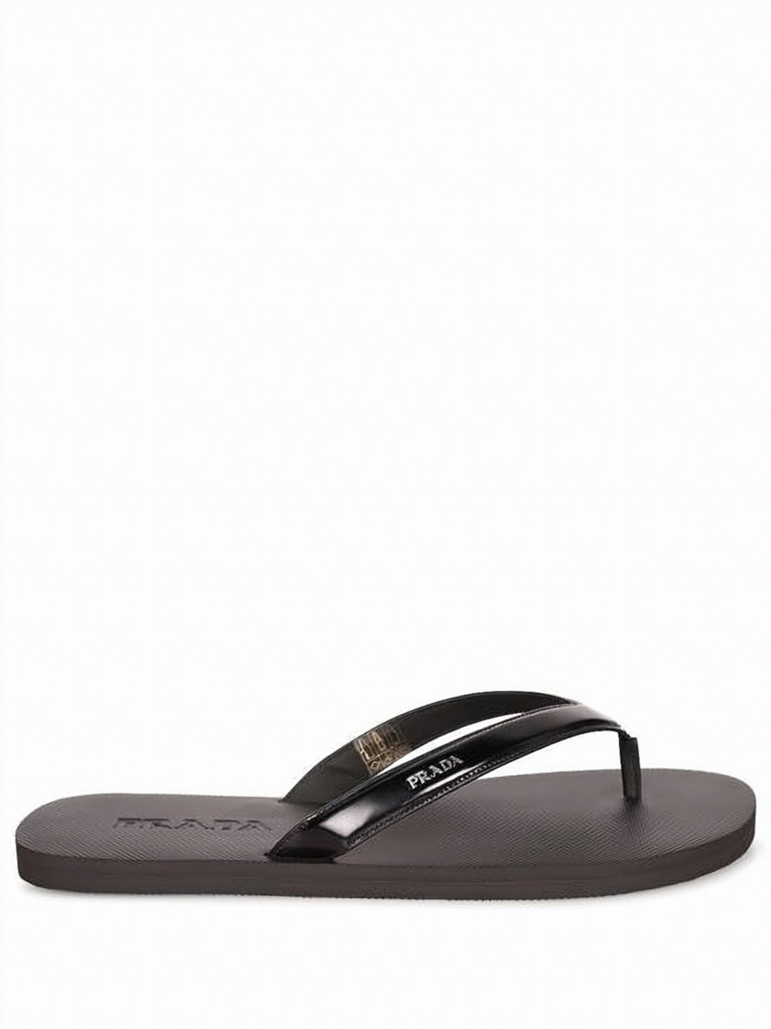 Minimalist Slip-On Sandals With Textured Footbed And Glossy Strap