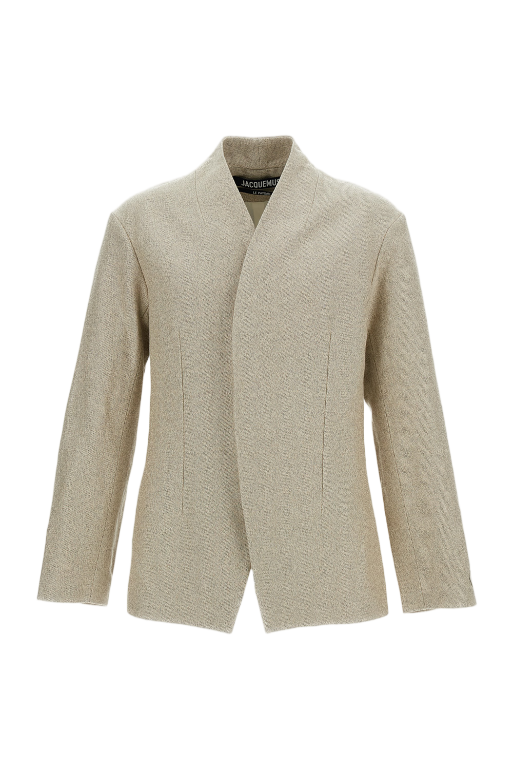 Collarless Linen-Cotton Tailored Jacket