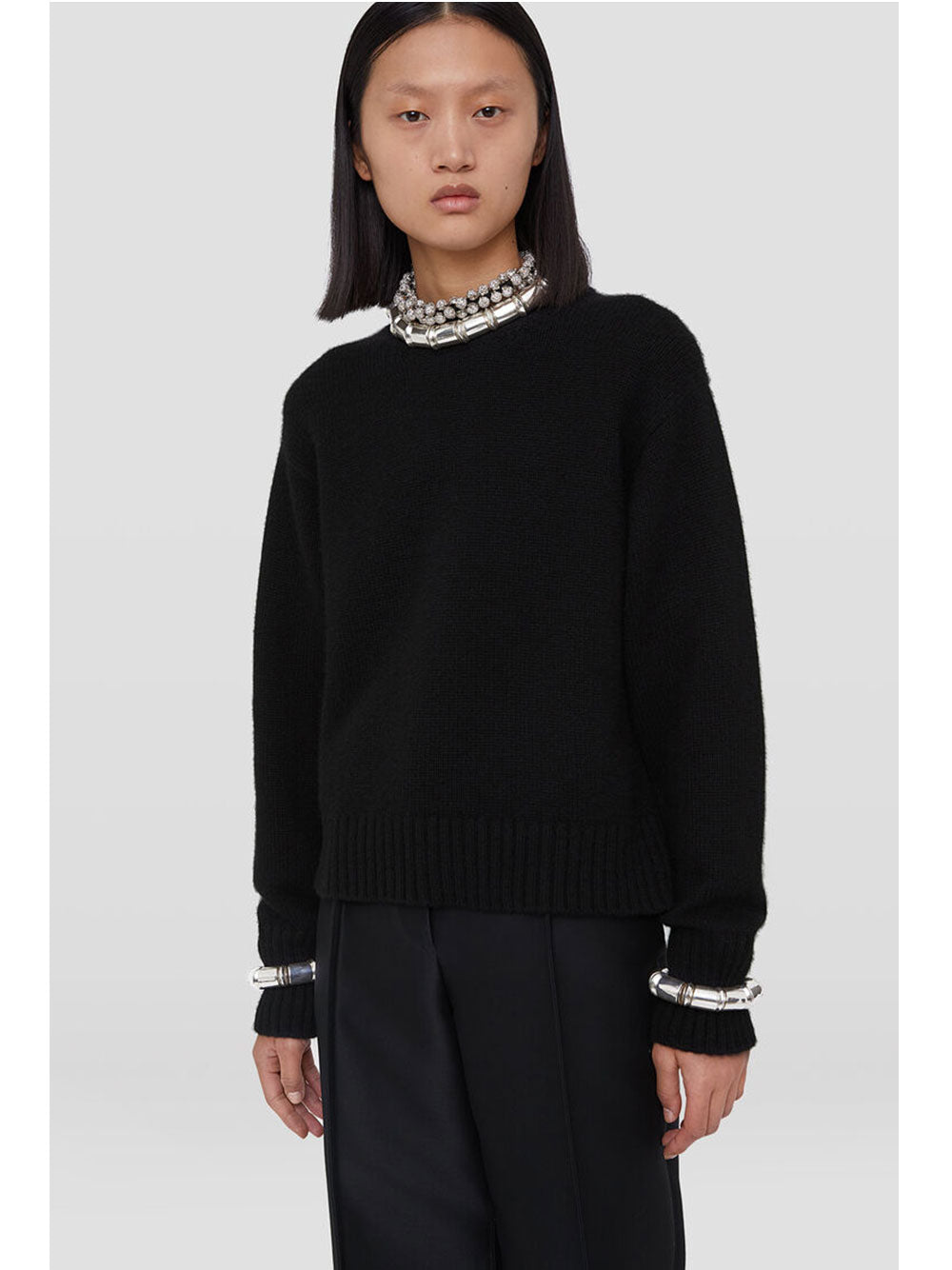 Black Cashmere Crew Neck Sweater